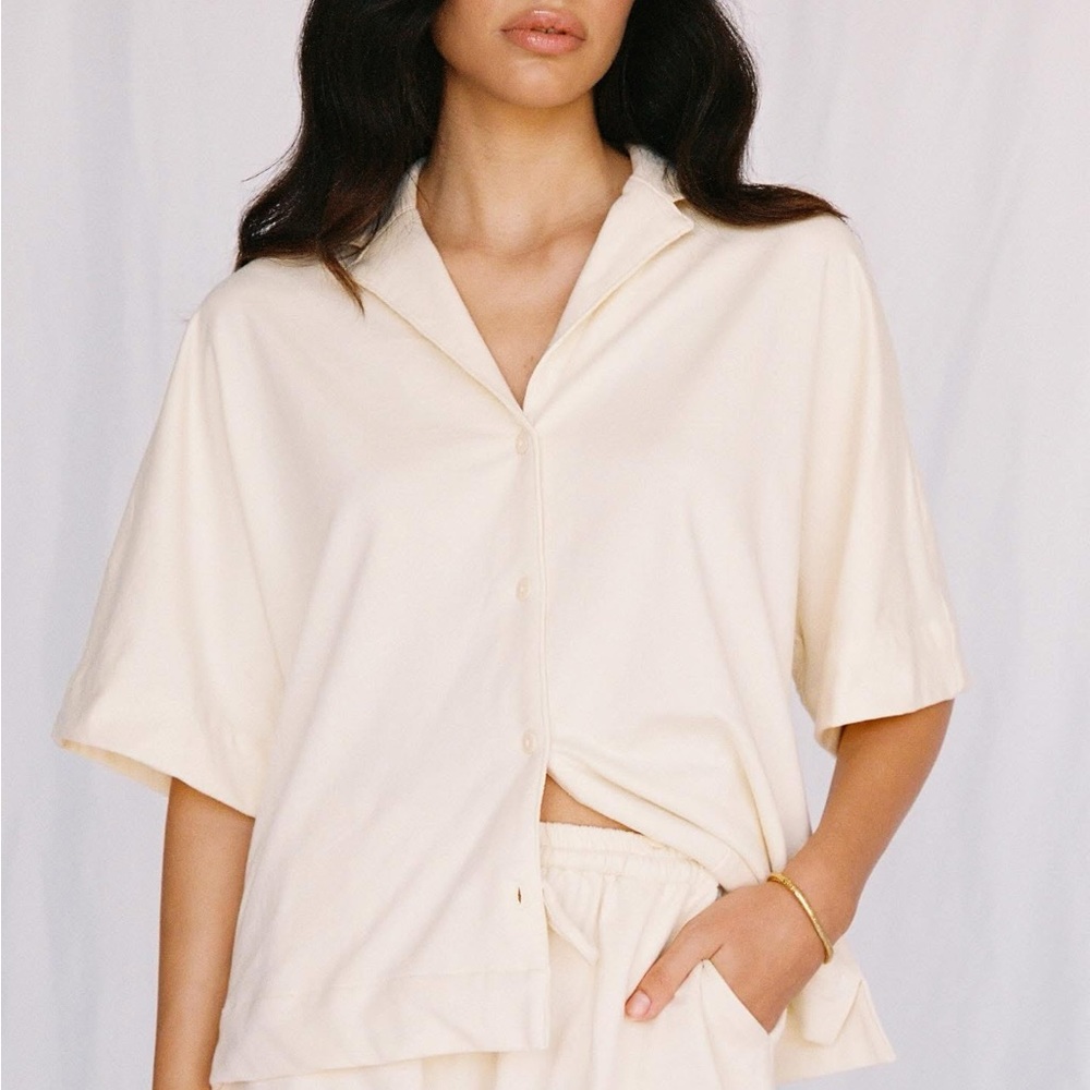 Cream Button Down Shirt for Women